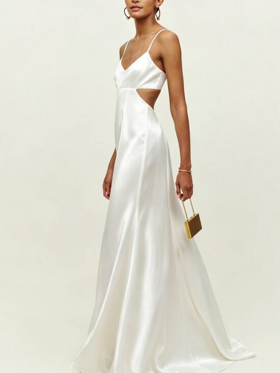 Reformation Dresses & Skirts - EUC Reformation Astor Maxi Dress Gown Sz4 Heavy Weight Satin Wedding